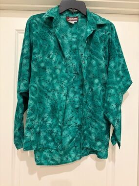 JAZZIE Teal Marble Print Button-Up Shirt